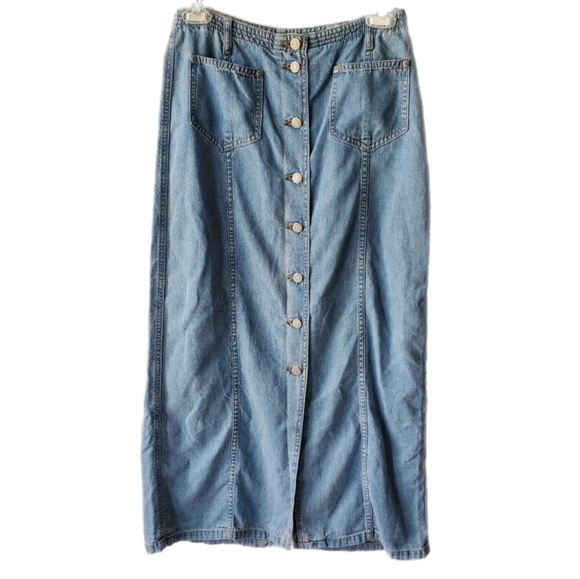 Vintage Liz Claiborne Long Maxi Denim/Jean Skirt Sz 8 Cottagecore Prairi… - Picture 1 of 16